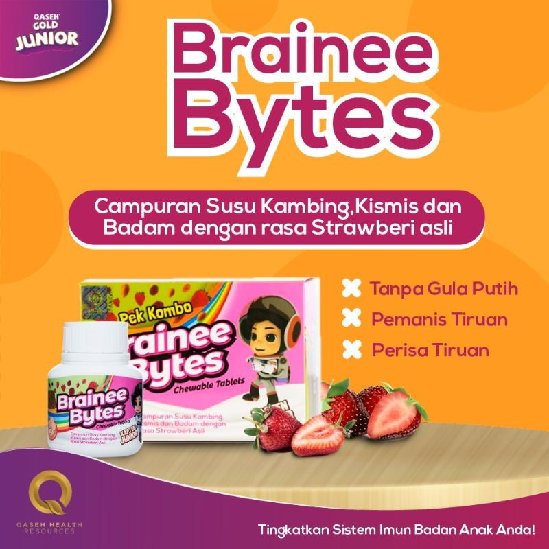 [QASEH GOLD] JUNIOR BRAINEE BYTES | TABLET MINDA | IQ BOOSTER | KURANG SELERA MAKAN | FOKUS
