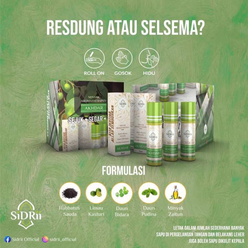 SIDRII AKHDAR RUKYAH MINYAK ANGIN / SIDRI MINYAK Aromaterapi gangguan pening loya 30ml