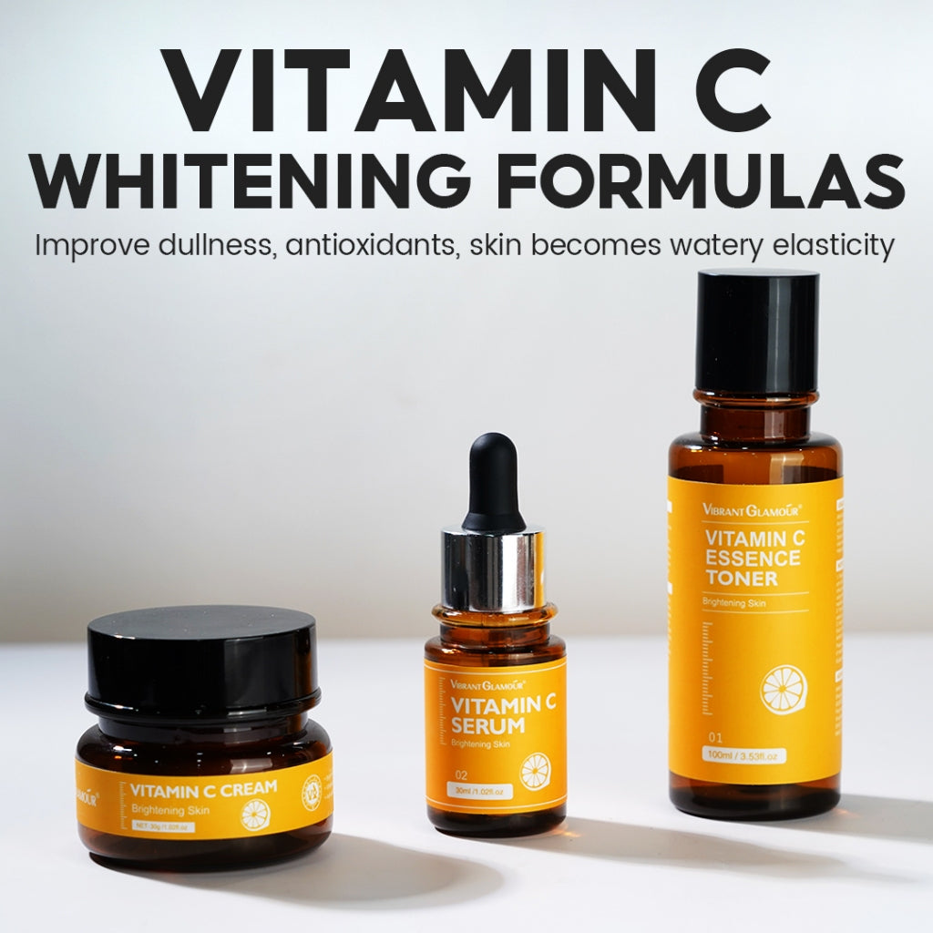 [FULL SET] [VIBRANT GLAMOUR] Retinol Vitamin C Face Cream Serum Essence Toner Set Anti-aging Whitening