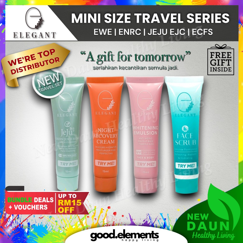 [ELEGANT] TRAVEL/ TRIAL SET mini (WITENING EMULSION, NIGHT CREAM ENRC, JEJU CLEANSER, ECFS FACE SCRUB)