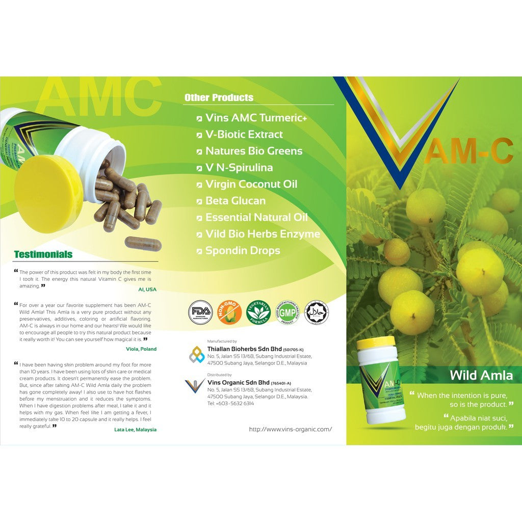 [THIALLAN] AM-C VINS AMC Premium Amla C Natural Rich with Vitamin C from Wild Amla 90 capsules