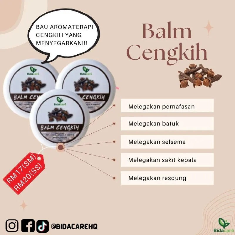 [BIDACARE] BALM CENGKIH Resdung Batuk Selsema Pernafasan Ruqyah 50g