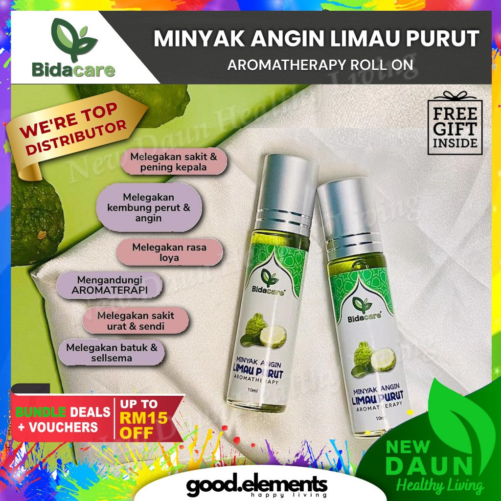 [BIDACARE] MINYAK ANGIN LIMAU PURUT Roll On 10ml Harum Lega loya pening kepala kembung