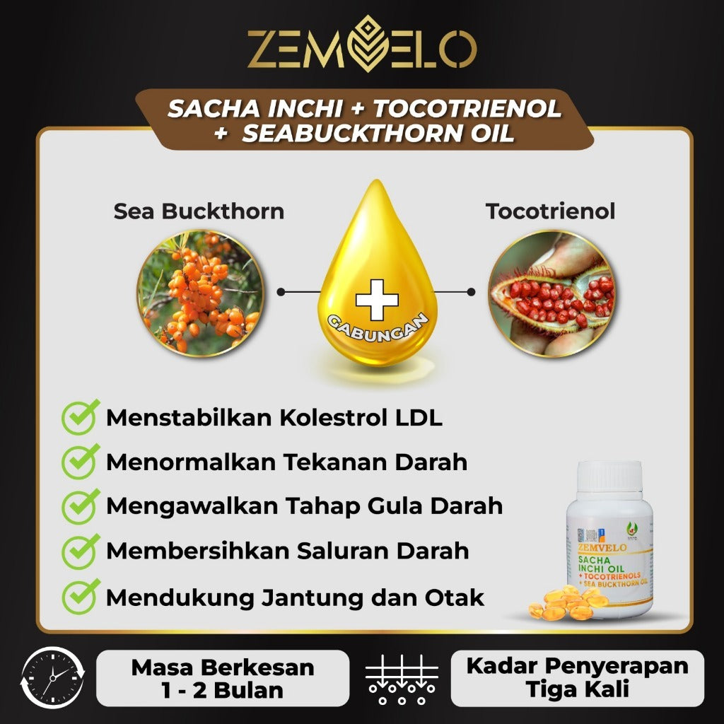 [ZEMVELO] SACHA INCHI OIL SEABUCKTHORN | TOCOTRIENOLS | HABBATUS SAUDA Softgel black cumin vitamin E