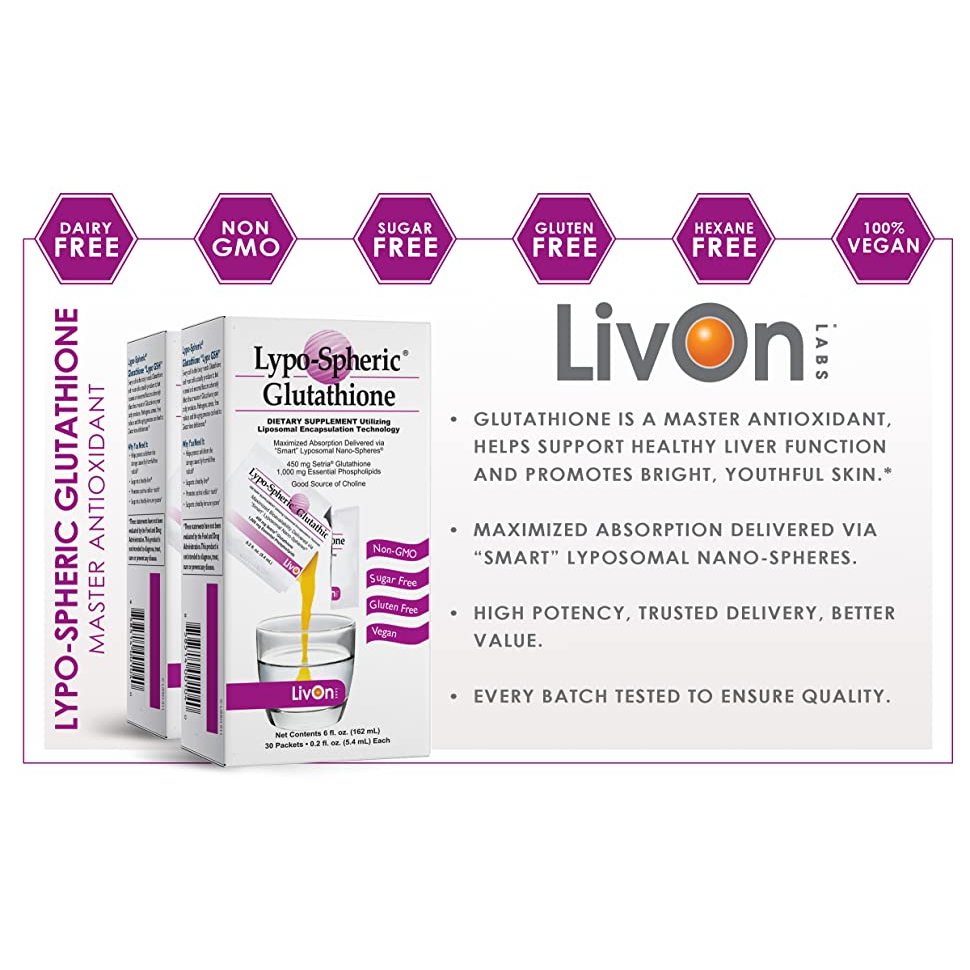 [LIVON LABS] Lypo-spheric GLUTATHIONE liposomal from USA. Master Antioxidant Youthful Skin