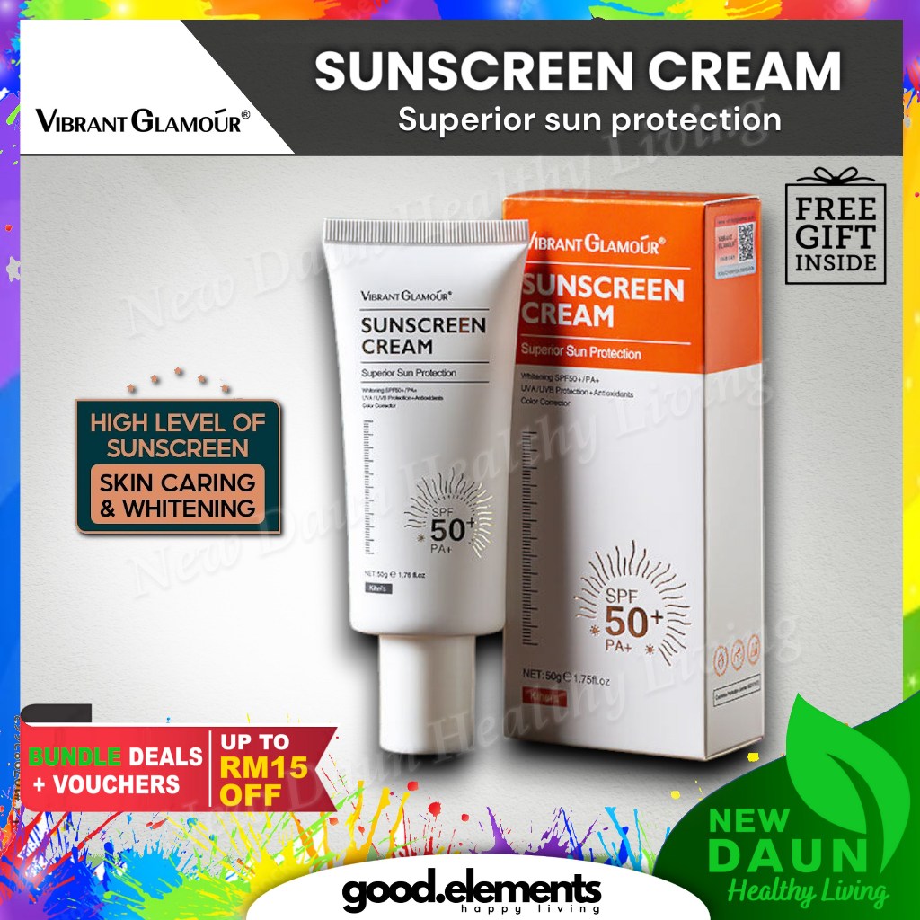 [VIBRANT GLAMOUR] SUNSCREEN CREAM Whitening Sunblock for Face and Body SPF50+ UVA/UVB