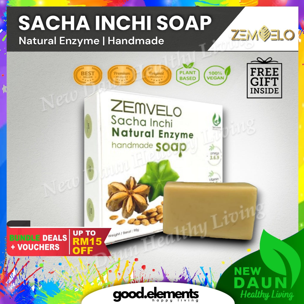 [ZEMVELO] SACHA INCHI SOAP Sabun Sacha Inchi Natural Enzyme Handmade Bar Soap 90g original