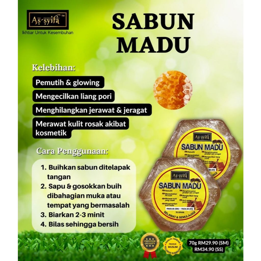 [BIDARA AS-SYIFA] SABUN MADU | SABUN ARANG BULUH ASSYIFA merawat jerawat jeragat pori daki