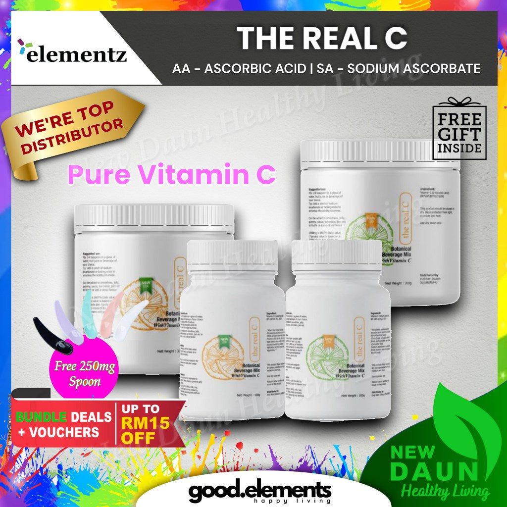 [REAL C] The Real C Pure Vitamin C Ascorbic Acid & Sodium Ascorbate Pharmaceutical Grade