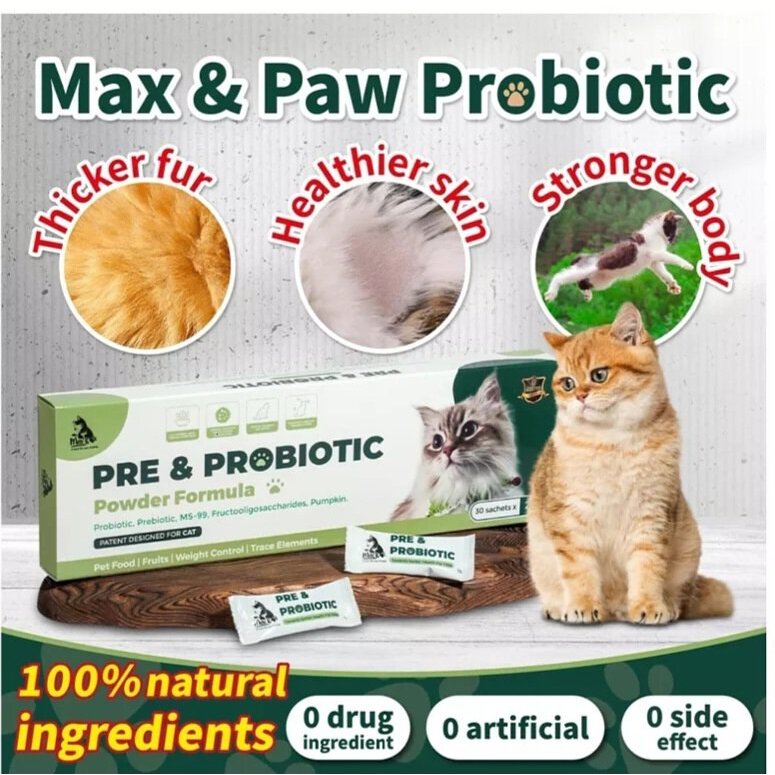 [MAX & PAW] PREBIOTIC & PROBIOTIC POWDER  All Natural Pet Supplement Multivitamin DOG & CAT