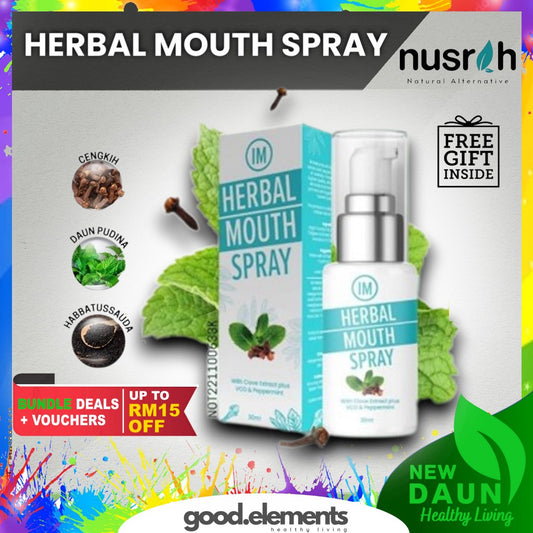 [NUSRAH] Herbal Mouth Spray NR Cengkih, Herba dan pudina Habatussauda lega batuk dan kahak nafas berbau segar