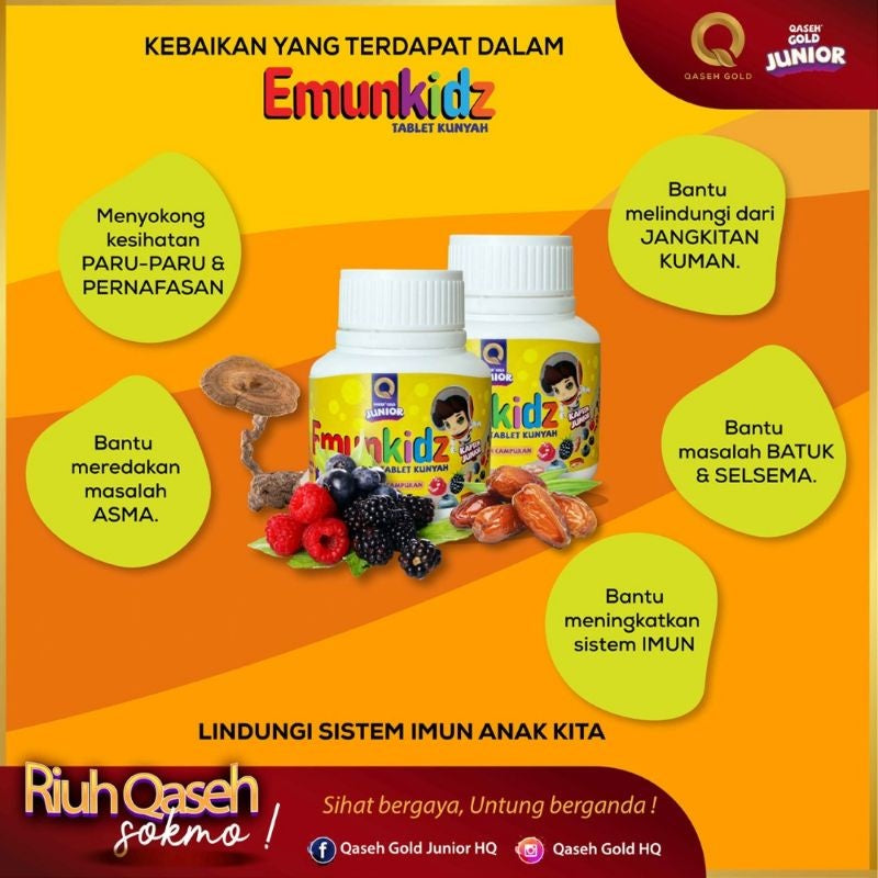 [QASEH GOLD] JUNIOR EMUNKIDZ VITAMIN C | IMUN BOOSTER | SELSEMA | BATUK | DEMAM