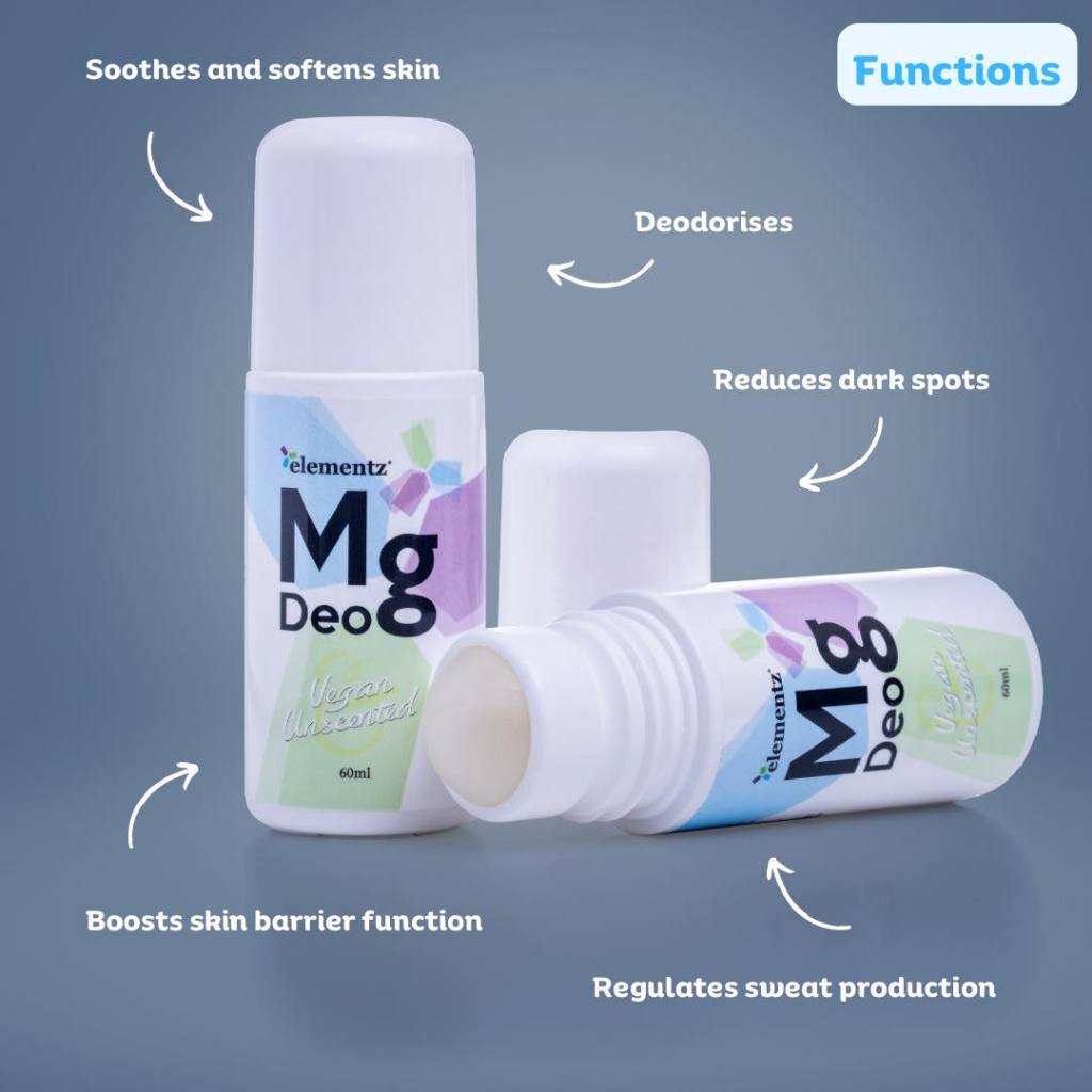 [ELEMENTZ] MG DEO Magnesium Deo 60ml (ALUMINUM FREE) Natural Magnesium Deodorant Roll