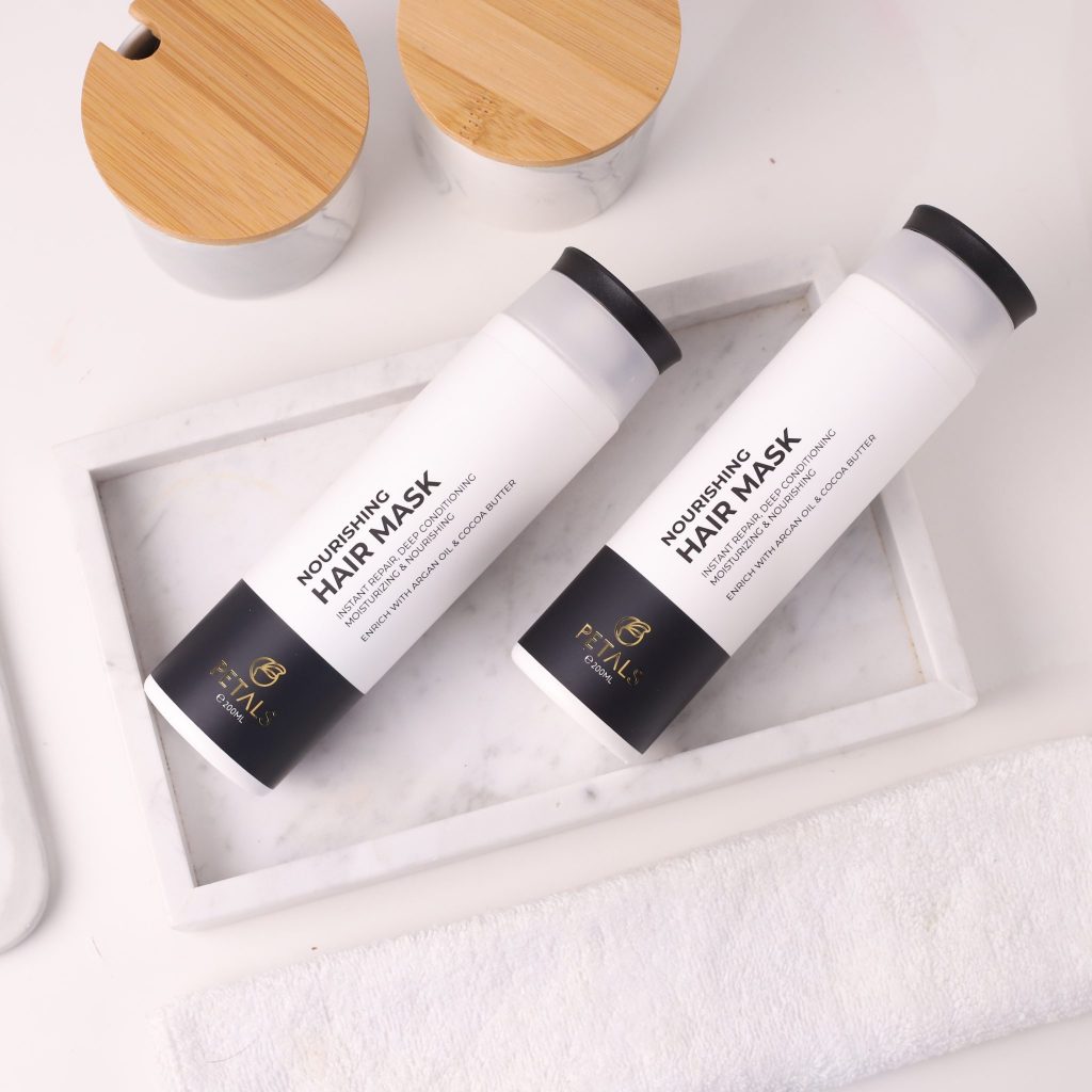 [PETALS] HAIR MASK CONDITIONER ARGAN OIL & COCOA BUTTER INSTANT REPAIR MOISTURIE NOURISH SILKY SHINE