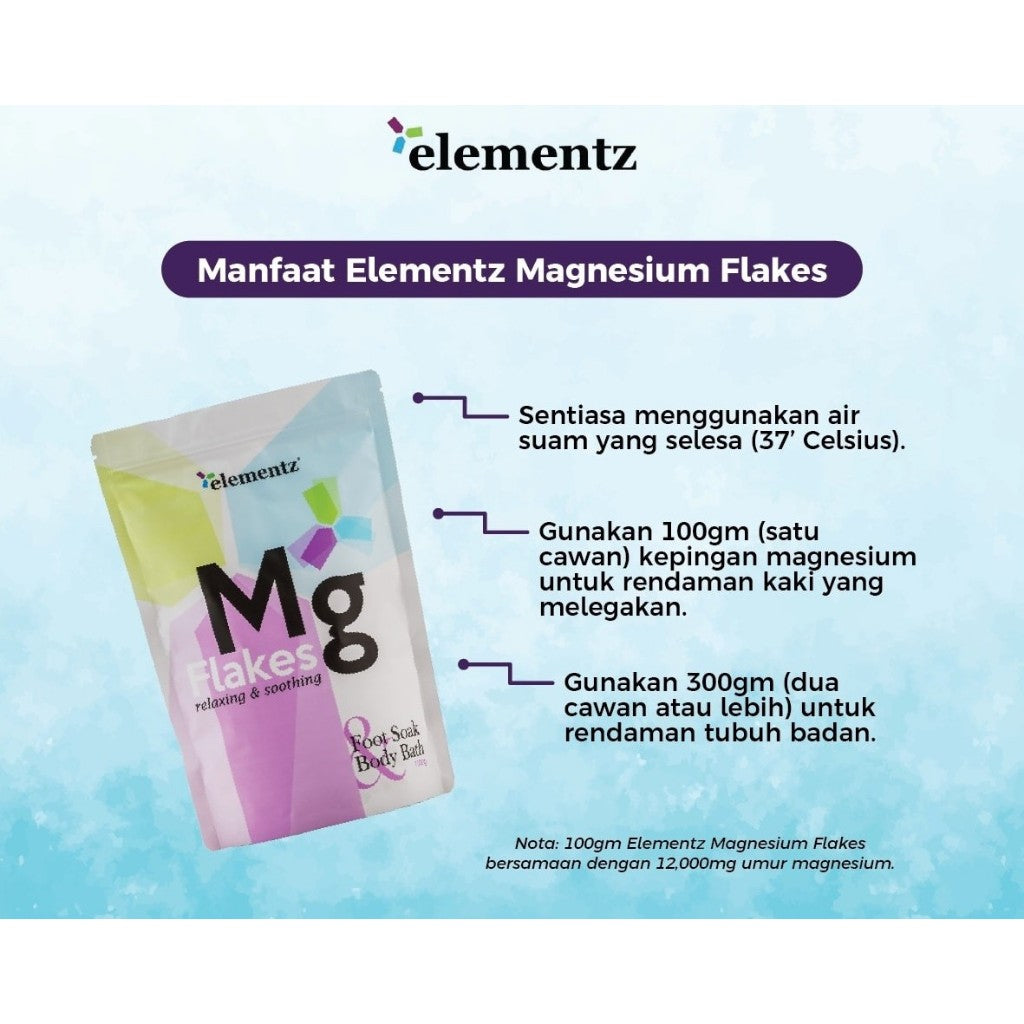 [ELEMENTZ] Mg Flakes Magnesium Flakes rejuvenating relax stress reliever pure natural Zechstein 100g