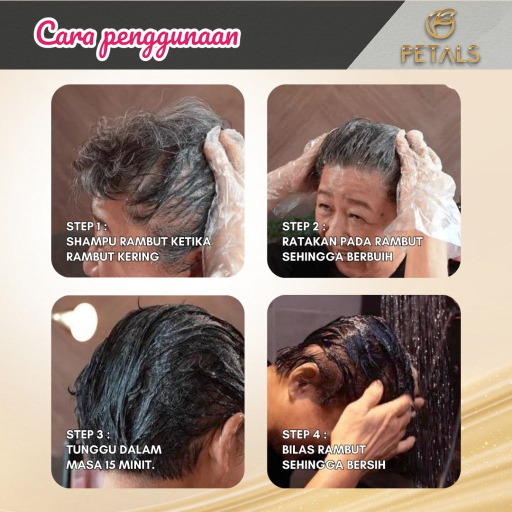[PETALS] NATURAL HAIR COLOR SHAMPOO Uban Warna Rambut Organik Halal