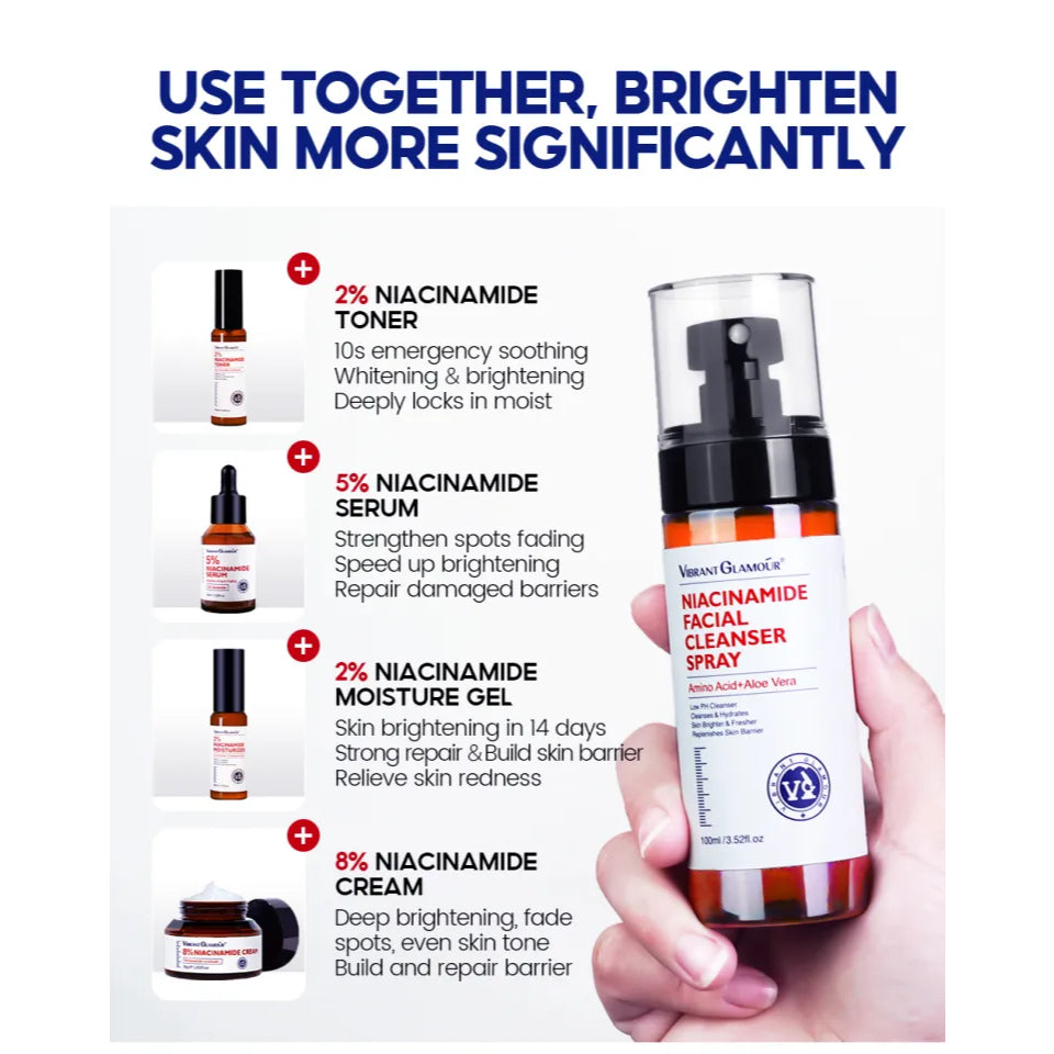[VIBRANT GLAMOUR] NIACINAMIDE FACIAL CLEANSER SPRAY 4X Amino Acid Moisturize Oil Ctrl