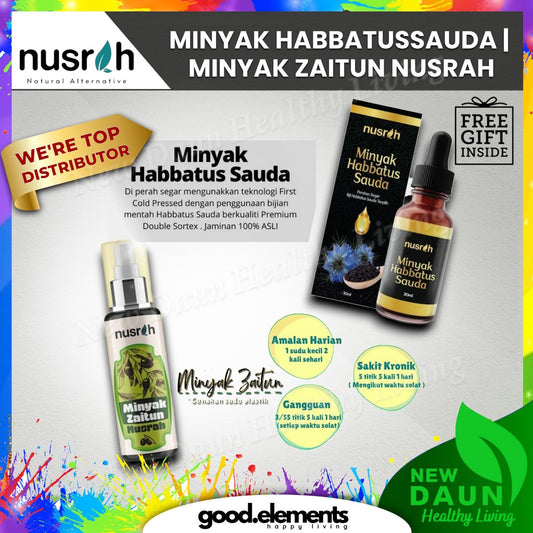 [NUSRAH] Minyak Habbatus Sauda Cold Press Double Sortex 100% Asli | Minyak Zaitun [NUSRAH] NR