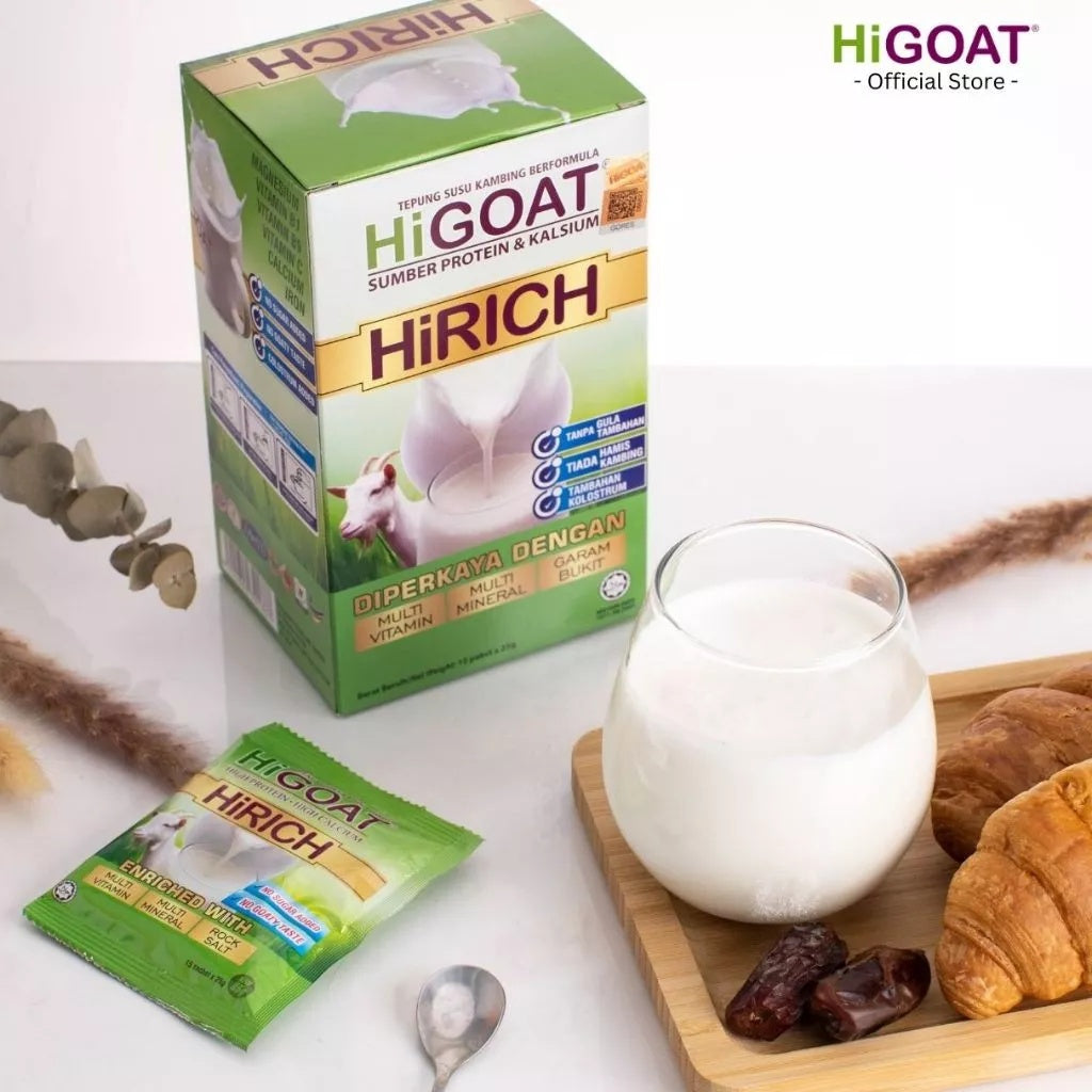 [HiGOAT] Hi Goat Hirich with Colostrum (15 Sachets) Added Multivitamin Mineral Rock Salt Susu Kambing
