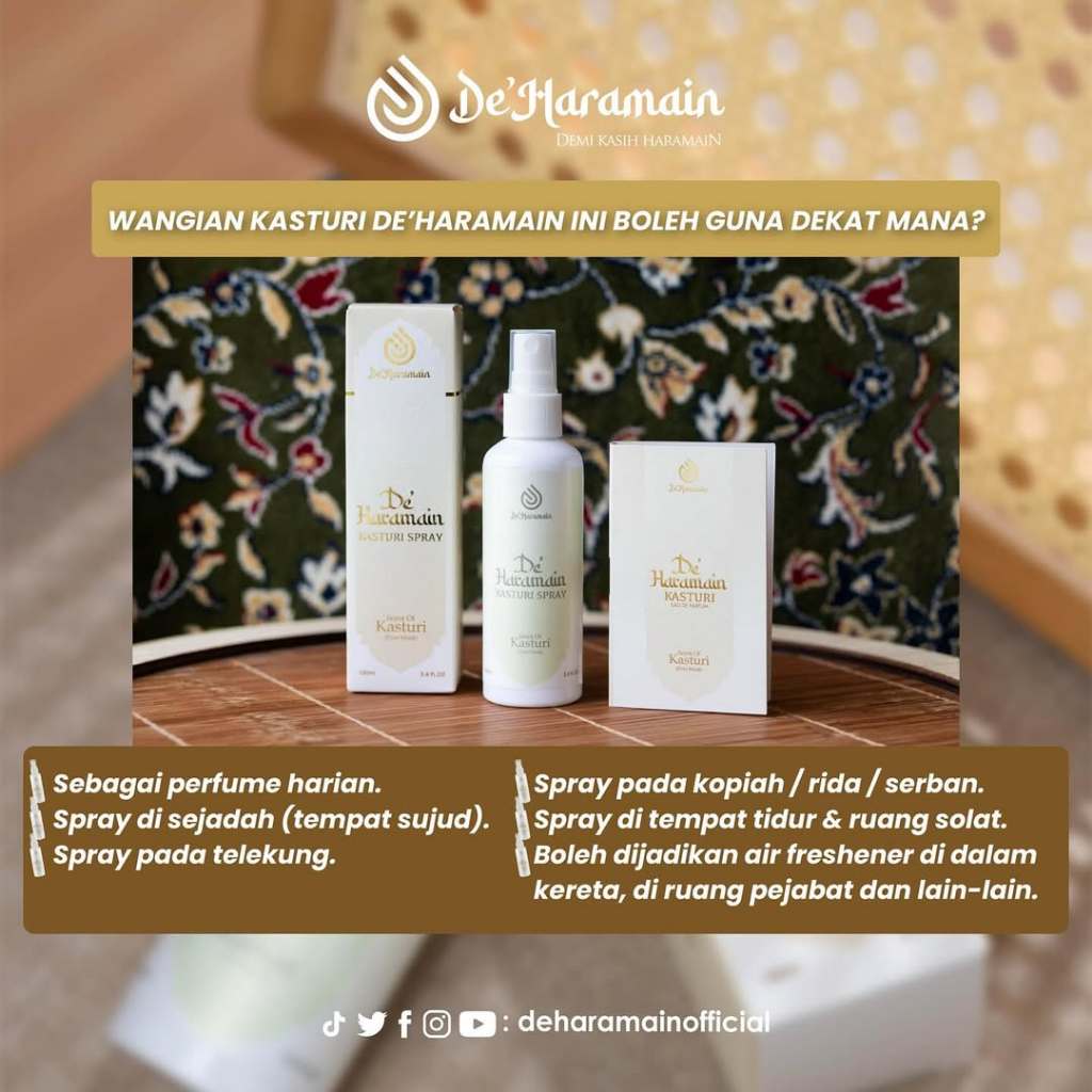 [DE'HARAMAIN] Deharamain KASTURI Wangian Sejadah Rida Serban Rumah Pewangi Perfume