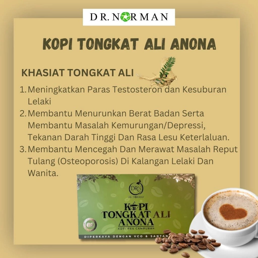 [DR NORMAN] MINUMAN SIHAT : KOPI PRA CAMPURAN ASHWAGANDHA MORINGA | TONGKAT ALI ANONA | KOPI O ARABICA