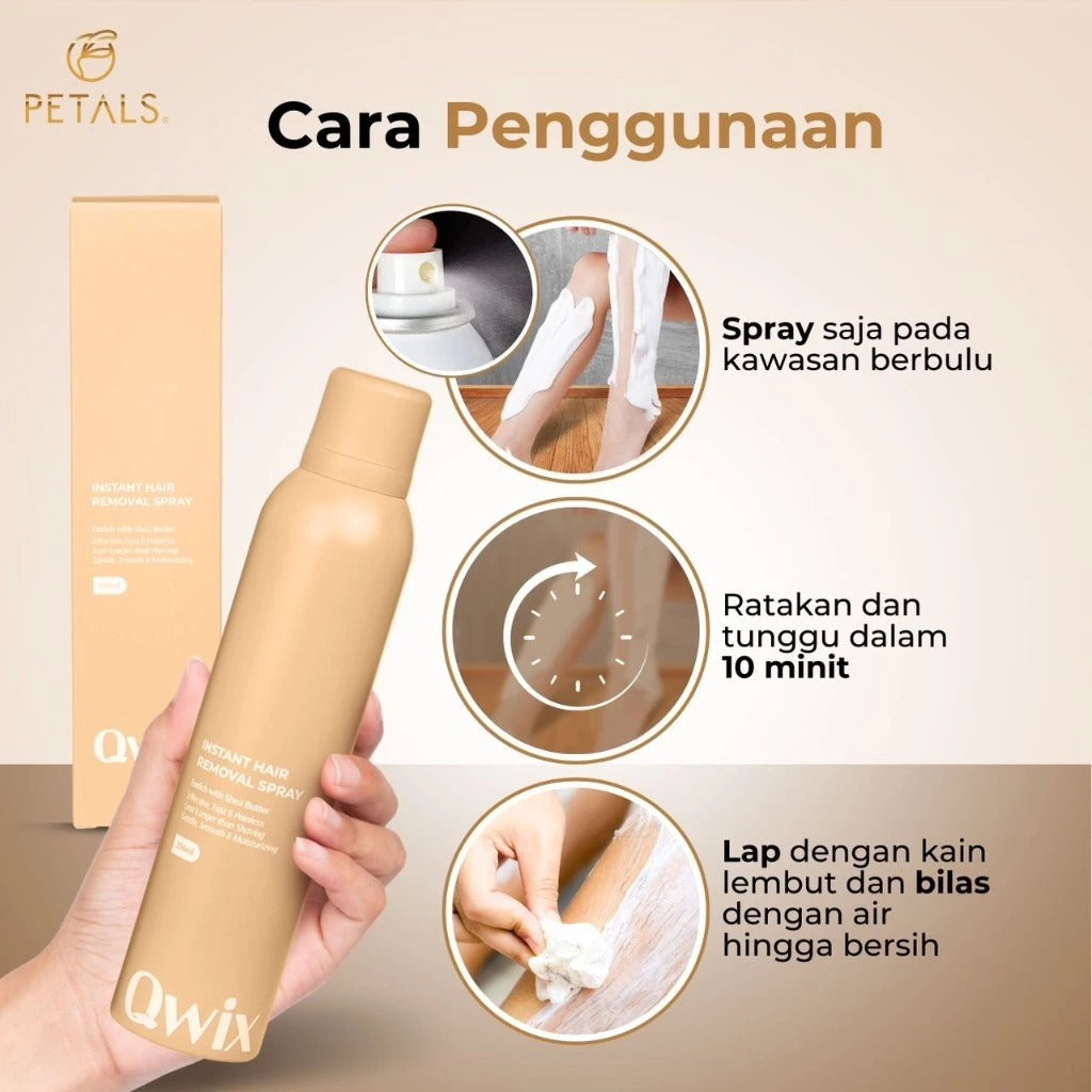 [PETALS] QWIX INSTANT HAIR REMOVAL SPRAY Kulit licin tanpa bulu tak sakit sepantas 10 minit
