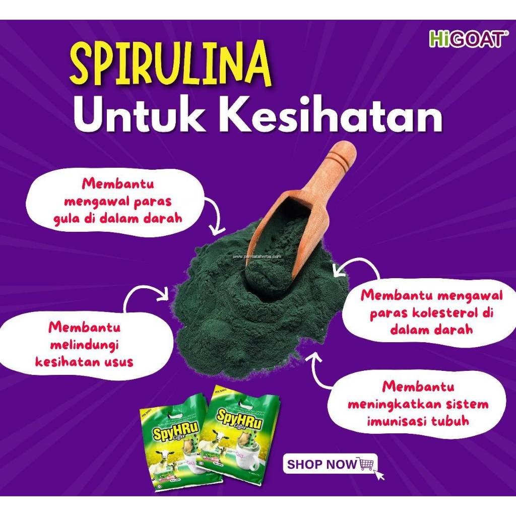 [HiGOAT] Hi Goat Spyhru Coffee with Spyrulina (21g x 20 Sachets) Kopi Susu kambing Spirulina