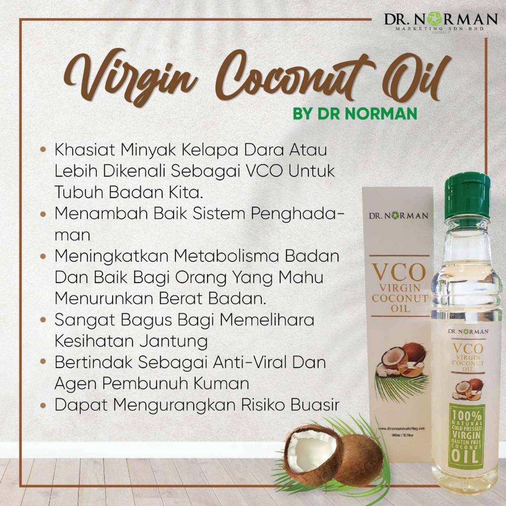 [DR NORMAN] VCO COLD PRESSED ORIGINAL VIRGIN COCONUT OIL 300ml  MINYAK KELAPA DARA ASLI