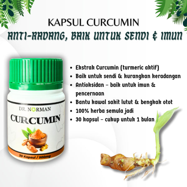[DR NORMAN] CURCUMIN CAPSULE ANTI-RADANG & ANTI-OKSIDAN EKSTRAK SEMULAJADI KUNYIT