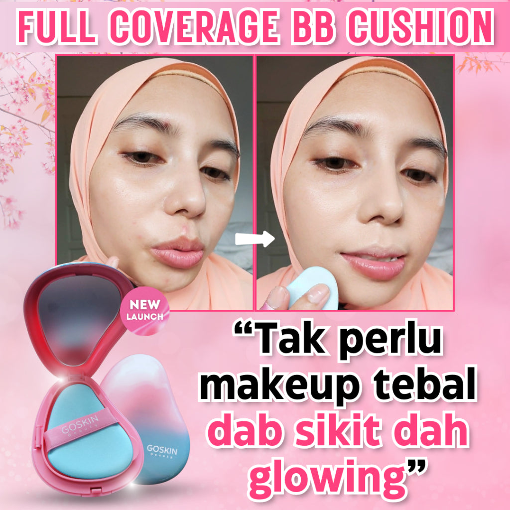 [GOSKIN BEAUTY] CUSHION FOUNDATION Glow Perfect Full Coverage 15g mesra wuduk