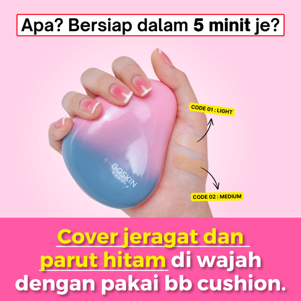 [GOSKIN BEAUTY] CUSHION FOUNDATION Glow Perfect Set with sunscreen Full Coverage 15g mesra wuduk