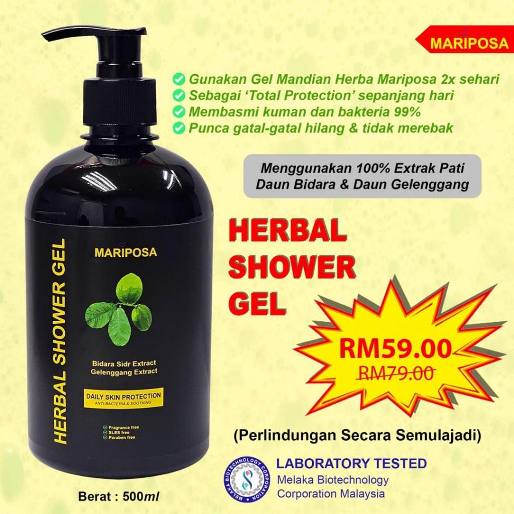 [MARIPOSA] HERBAL SHOWER GEL - Sabun Mandian Rudya Daun Bidara Daun Gelenggang Herbal Soap Sidr Extract