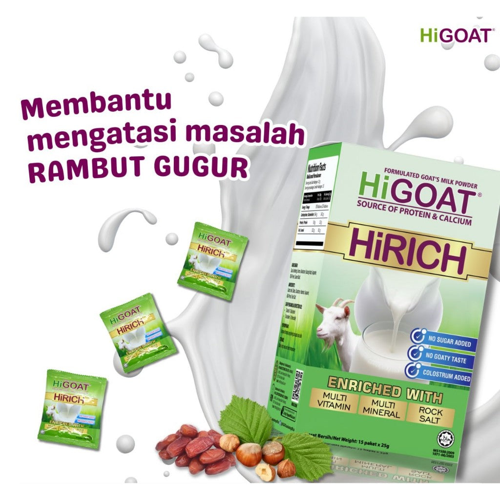 [HiGOAT] Hi Goat Hirich with Colostrum (15 Sachets) Added Multivitamin Mineral Rock Salt Susu Kambing