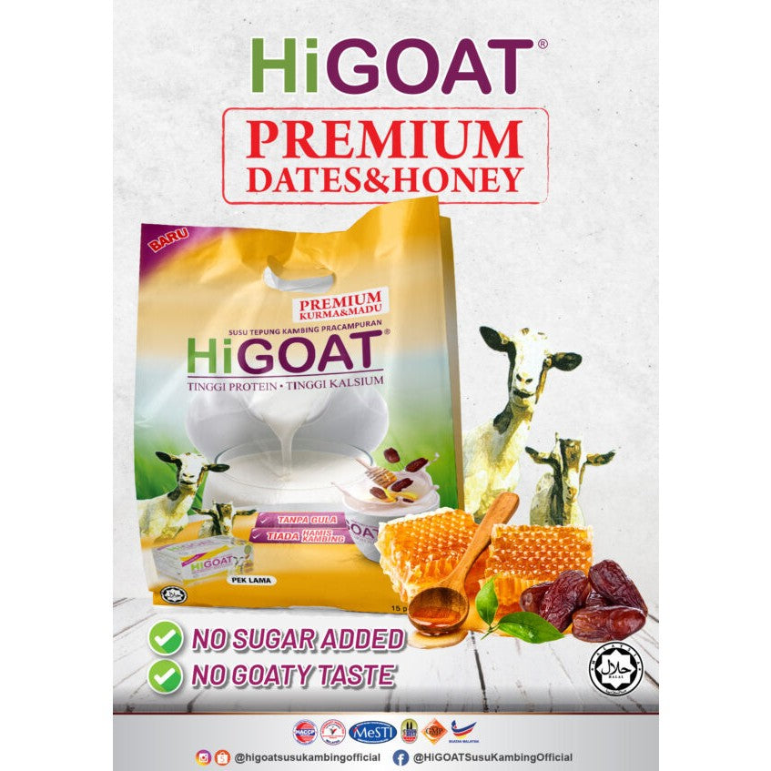 [HiGOAT] Hi Goat Premium with Dates and Honey (15 Sachets) Susu Kambing Premium Kurma dan Madu