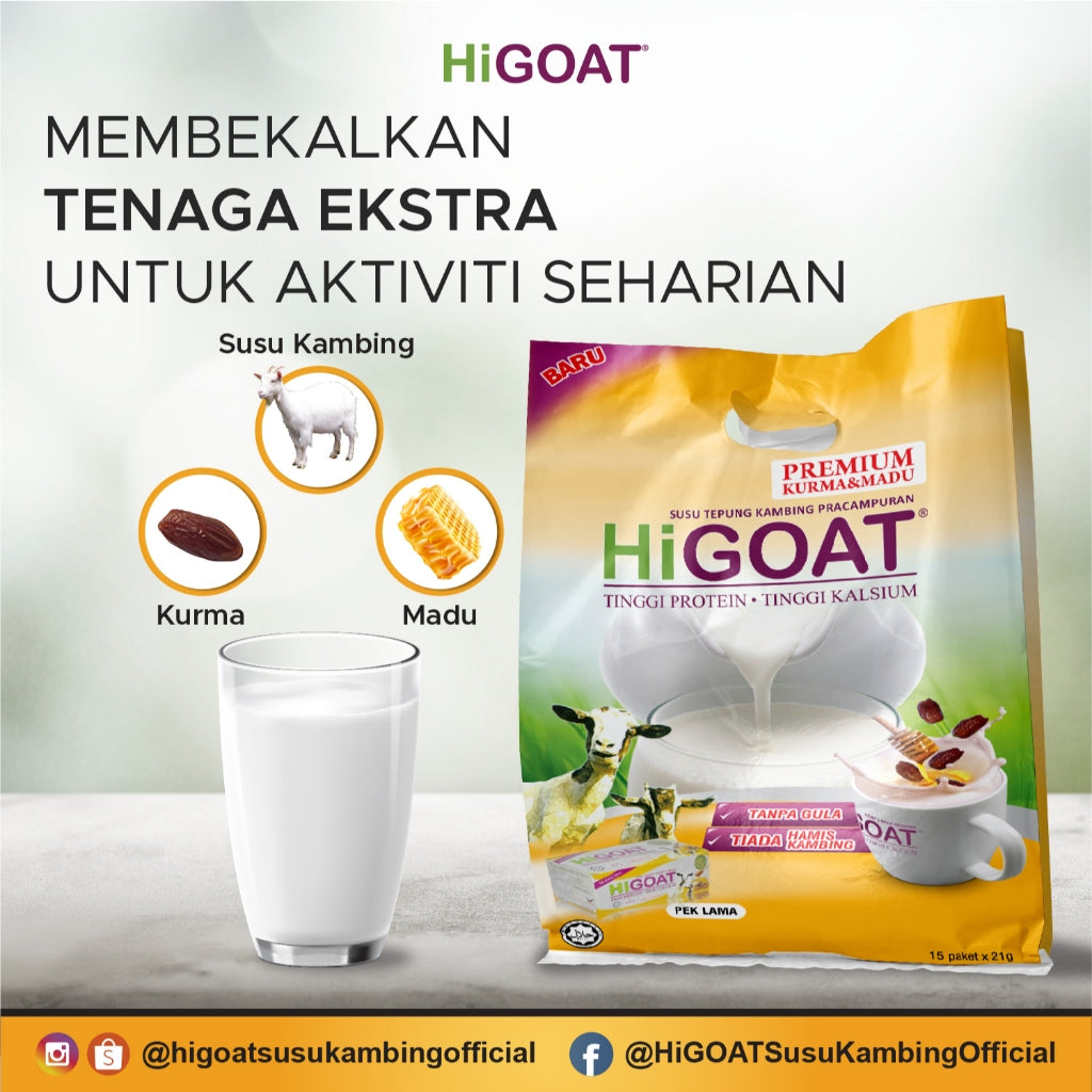 [HiGOAT] Hi Goat Premium with Dates and Honey (15 Sachets) Susu Kambing Premium Kurma dan Madu