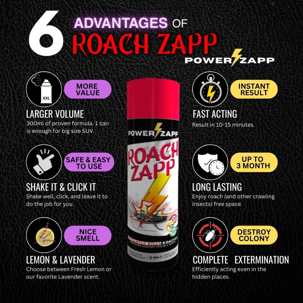 [POWERZAPP] ROACH ZAPP racun spray bomb lipas kereta tandas dapur 300ml Lemon Lavender