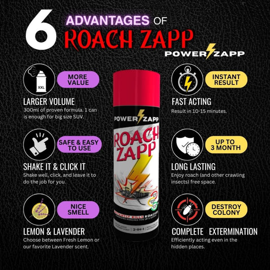 [POWERZAPP] ROACH ZAPP racun spray bomb lipas kereta tandas dapur 300ml Lemon Lavender