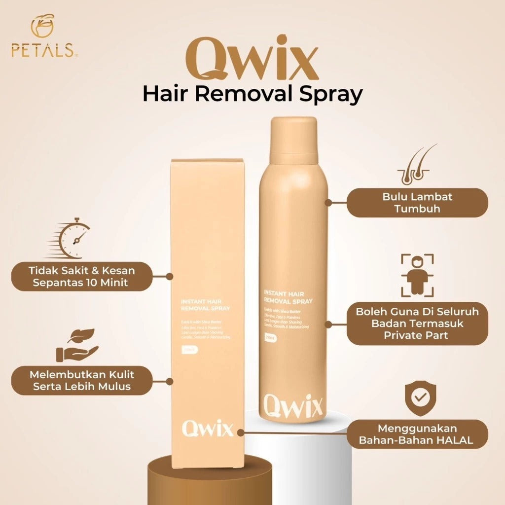 [PETALS] QWIX INSTANT HAIR REMOVAL SPRAY Kulit licin tanpa bulu tak sakit sepantas 10 minit