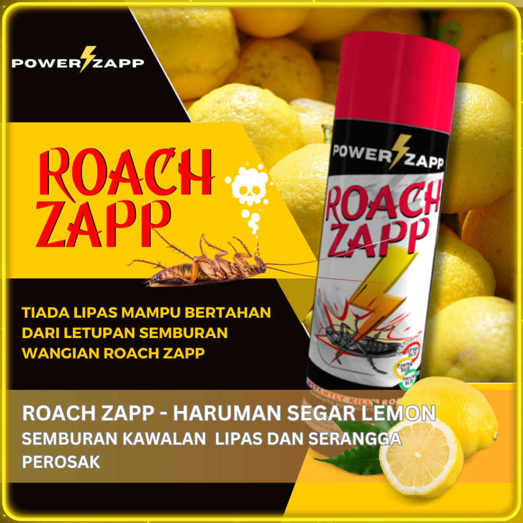 [POWERZAPP] ROACH ZAPP racun spray bomb lipas kereta tandas dapur 300ml Lemon Lavender