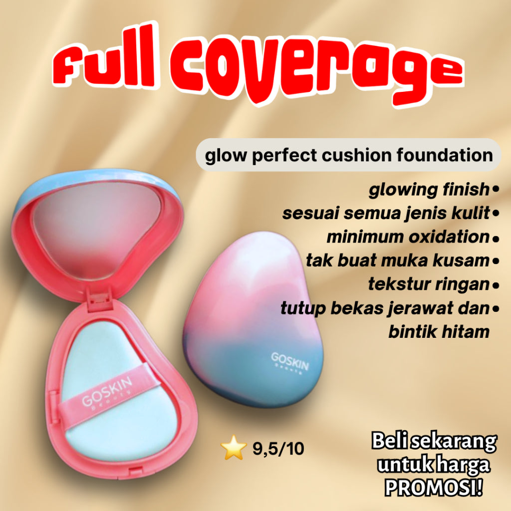 [GOSKIN BEAUTY] CUSHION FOUNDATION Glow Perfect Full Coverage 15g mesra wuduk