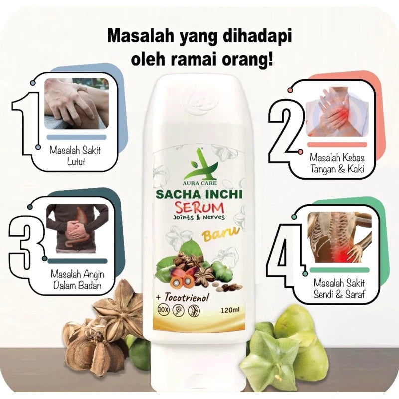 [AURA CARE]  Sacha Inchi Relief Serum 60ml | 120ml Joint Nerves Muscle lega sakit