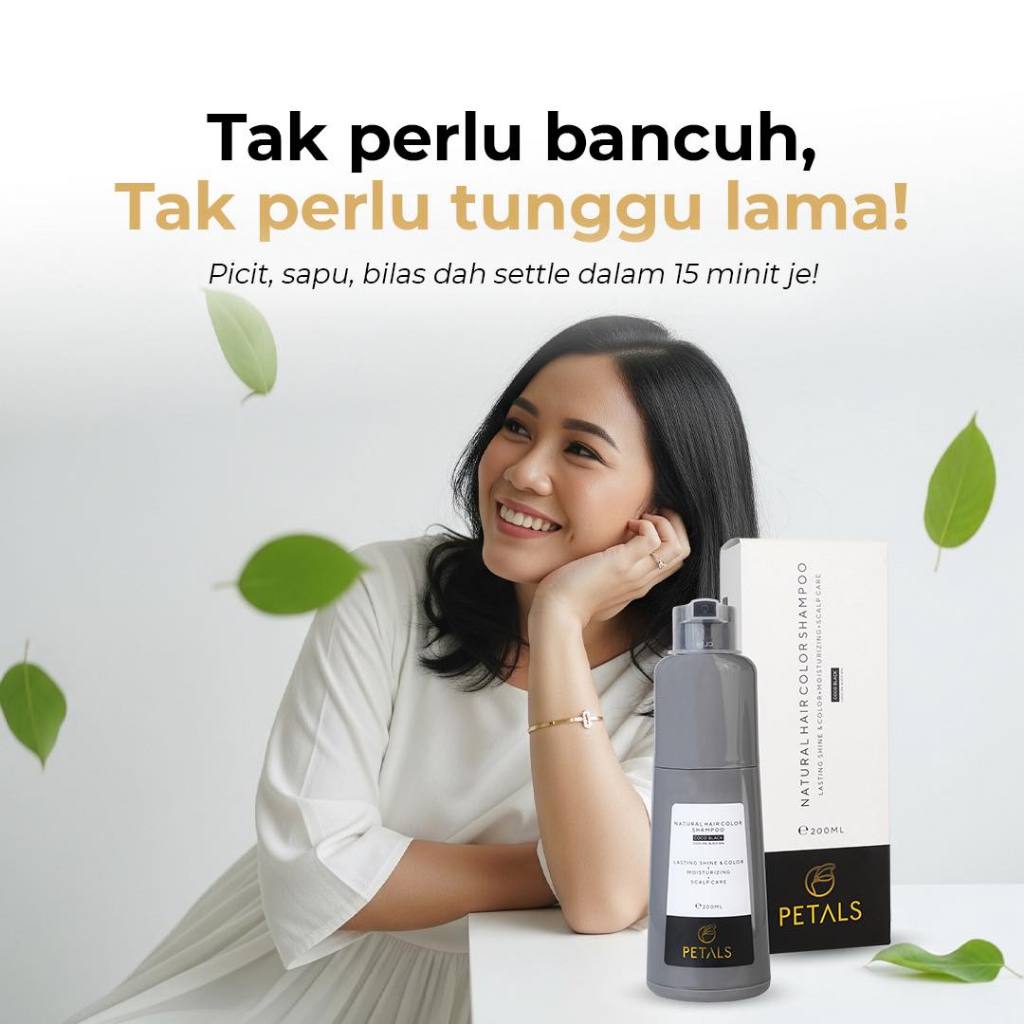 [PETALS] NATURAL HAIR COLOR SHAMPOO Uban Warna Rambut Organik Halal