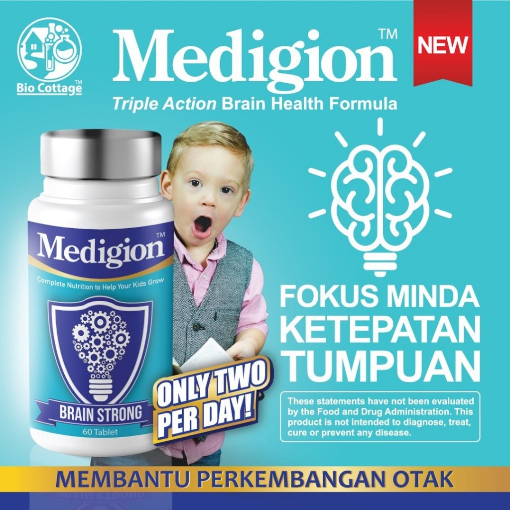 [MEDIGION] TABLET BRAIN STRONG by BIOCOTTAGE bantu fokus dan perkembangan otak