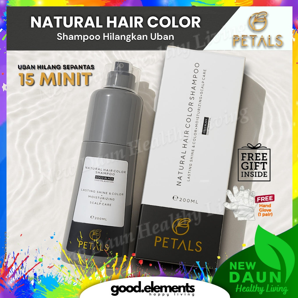 [PETALS] NATURAL HAIR COLOR SHAMPOO Uban Warna Rambut Organik Halal
