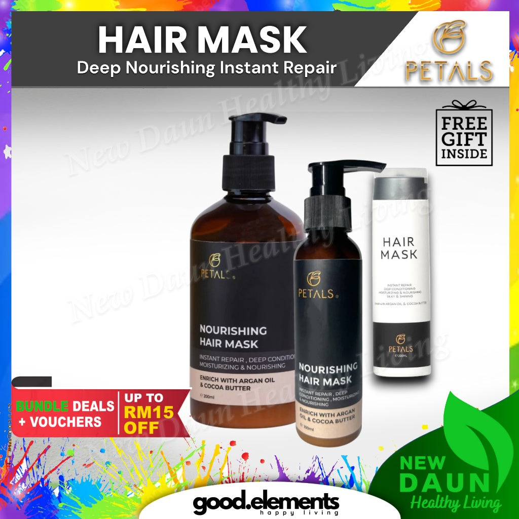 [PETALS] HAIR MASK CONDITIONER ARGAN OIL & COCOA BUTTER INSTANT REPAIR MOISTURIE NOURISH SILKY SHINE