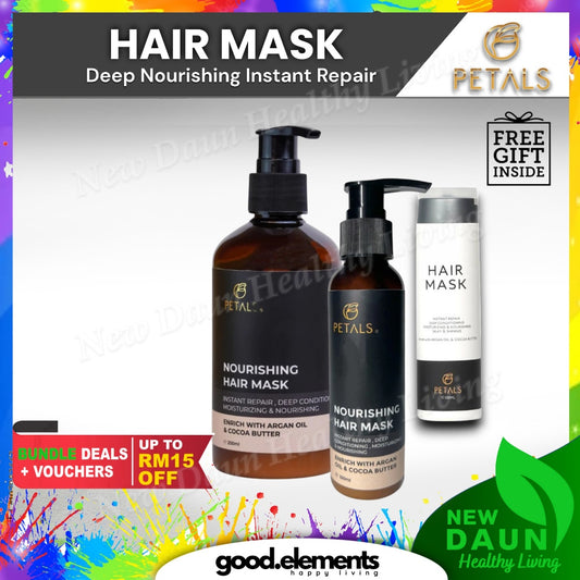 [PETALS] HAIR MASK CONDITIONER ARGAN OIL & COCOA BUTTER INSTANT REPAIR MOISTURIE NOURISH SILKY SHINE