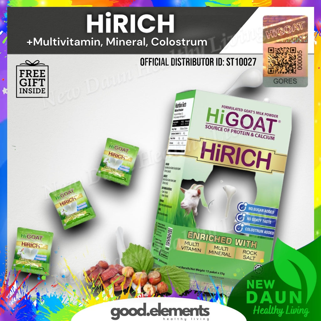 [HiGOAT] Hi Goat Hirich with Colostrum (15 Sachets) Added Multivitamin Mineral Rock Salt Susu Kambing