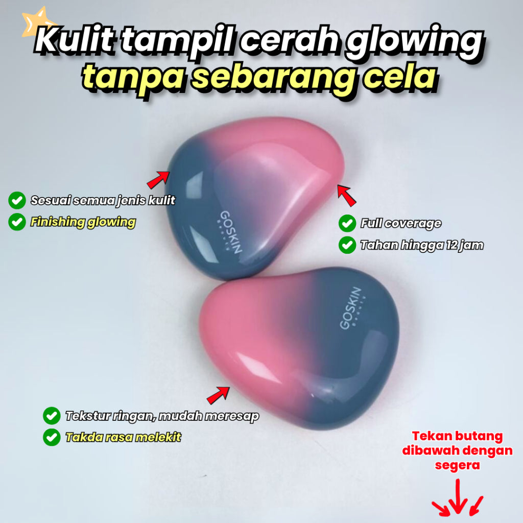 [GOSKIN BEAUTY] CUSHION FOUNDATION Glow Perfect Full Coverage 15g mesra wuduk