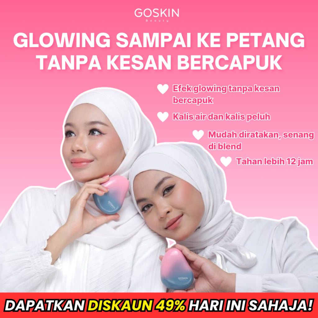 [GOSKIN BEAUTY] CUSHION FOUNDATION Glow Perfect Set with sunscreen Full Coverage 15g mesra wuduk