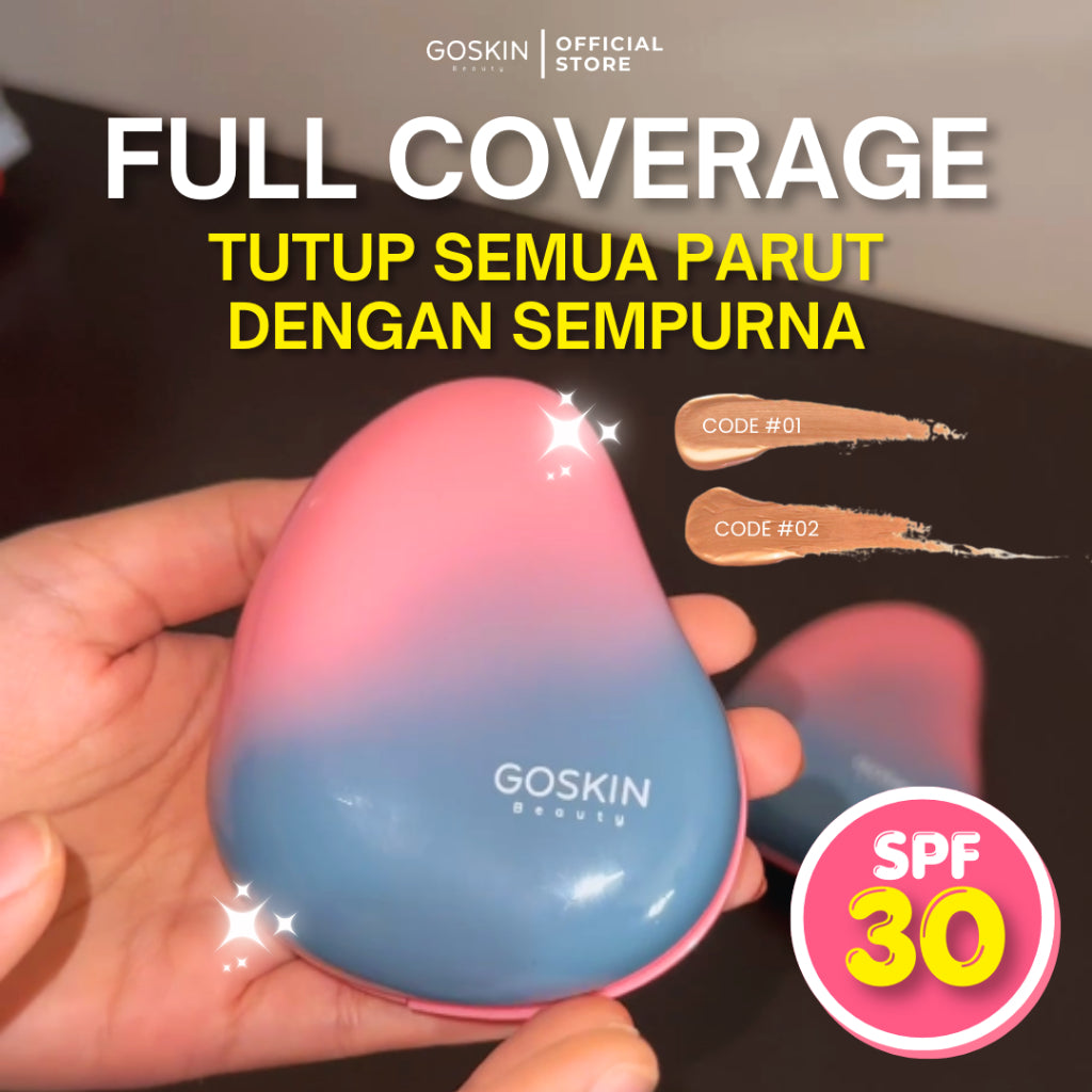 [GOSKIN BEAUTY] CUSHION FOUNDATION Glow Perfect Set with sunscreen Full Coverage 15g mesra wuduk